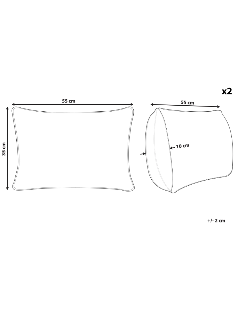 imagem de Conjunto de 2 almofadas Tufado Algodão Creme claro OCIMUM 55 x 35 cm2