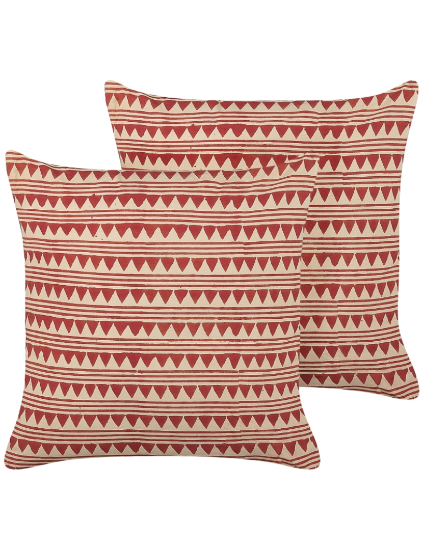 imagem de Conjunto de 2 almofadas Impressão em bloco Algodão Vermelho DEGLUPTA 45 x 45 cm2