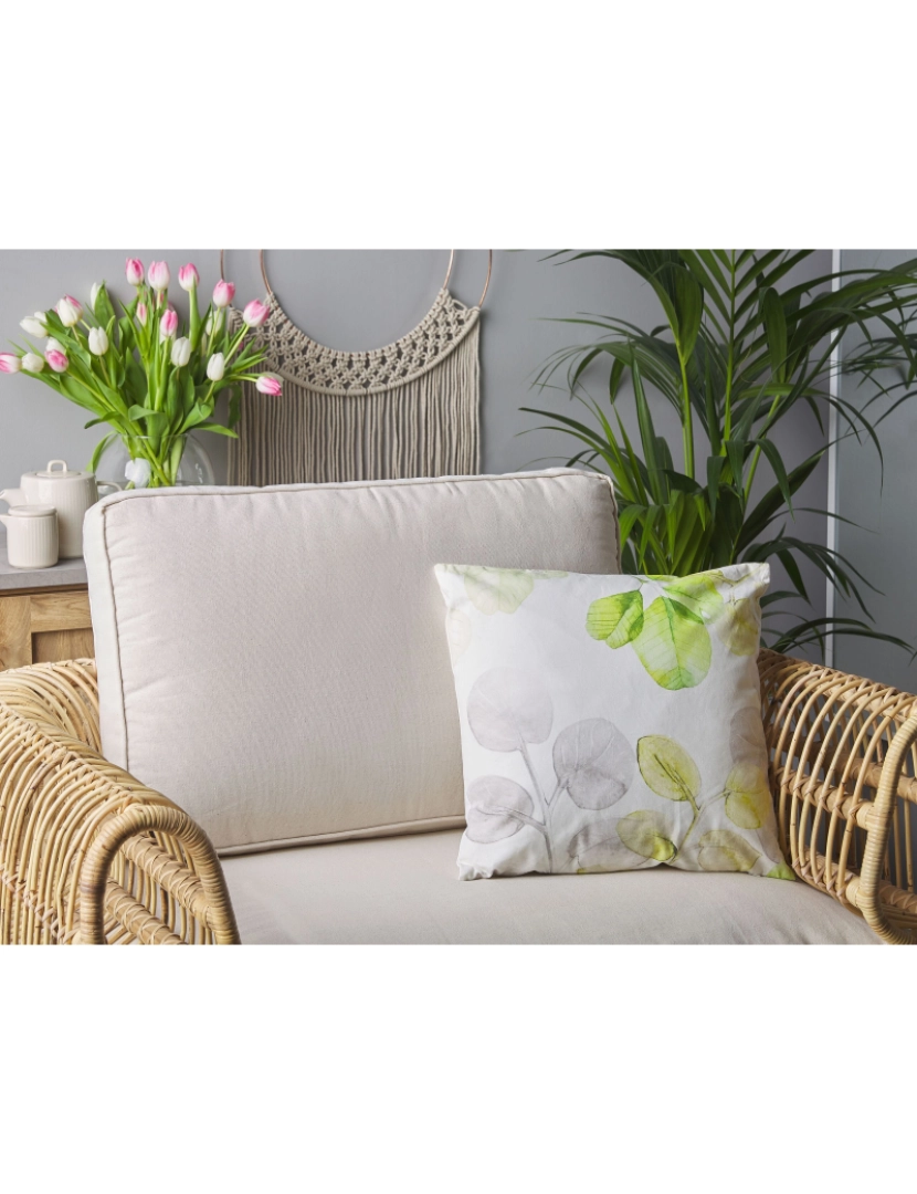 Beliani - Almofada decorativa Algodão Branco PEPEROMIA 45 x 45 cm