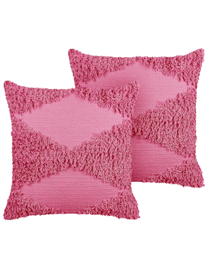 imagem de Conjunto de 2 almofadas Tufado Algodão Rosa RHOEO 45 x 45 cm2