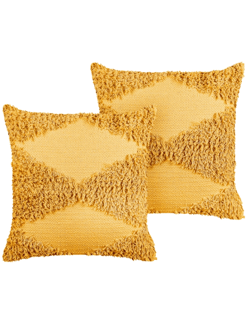 imagem de Conjunto de 2 almofadas Tufado Algodão Amarelo RHOEO 45 x 45 cm2