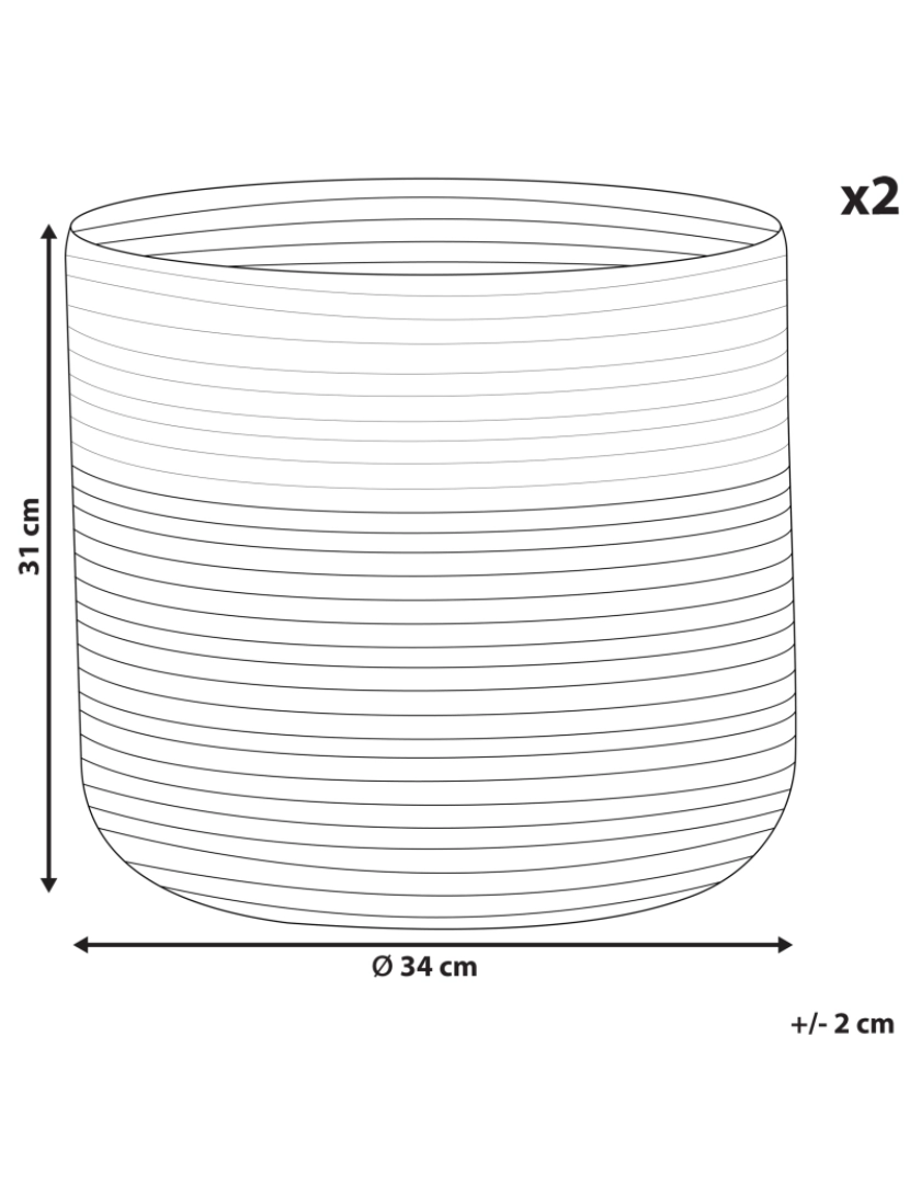 imagem de Conjunto de 2 cestos de algodão creme e branco ARDESEN3