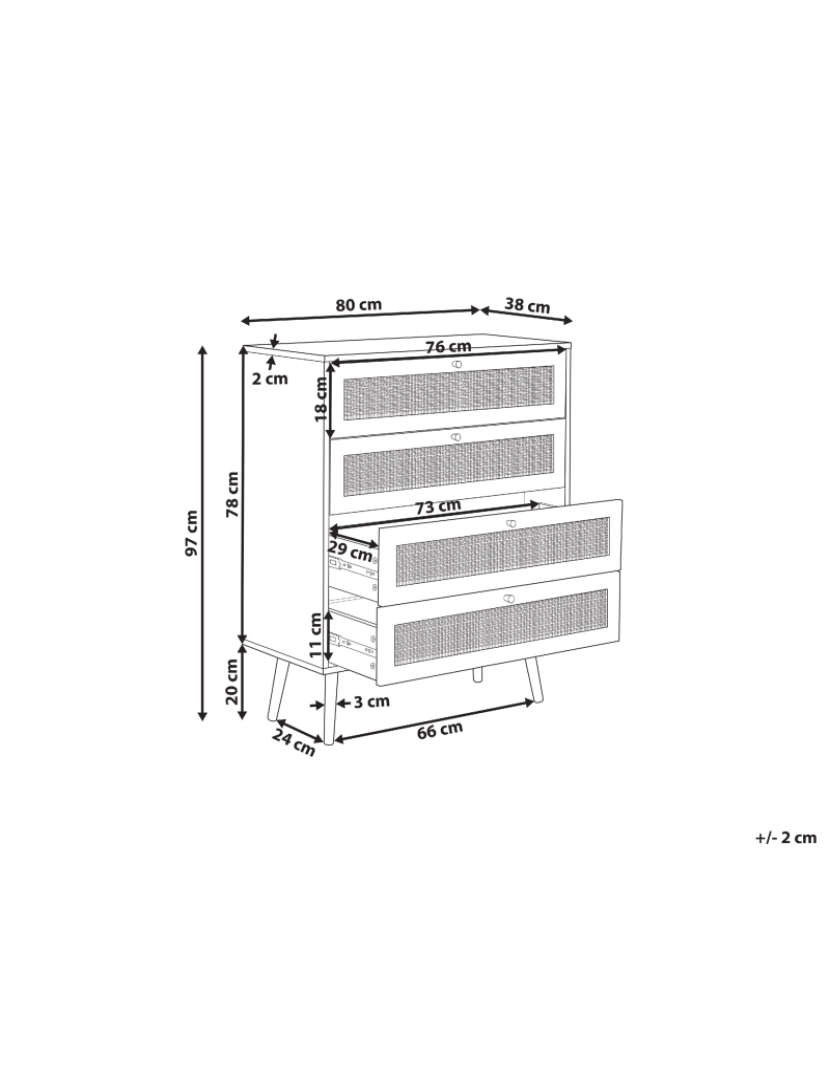 imagem de Cómoda com 4 gavetas em rattan castanho claro PEROTE2