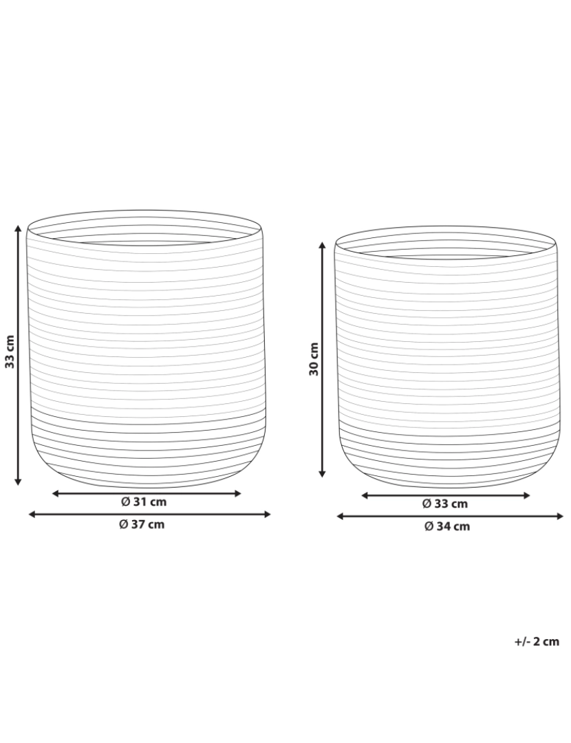 imagem de Conjunto de 2 cestos de juta creme e branco BULANIK3