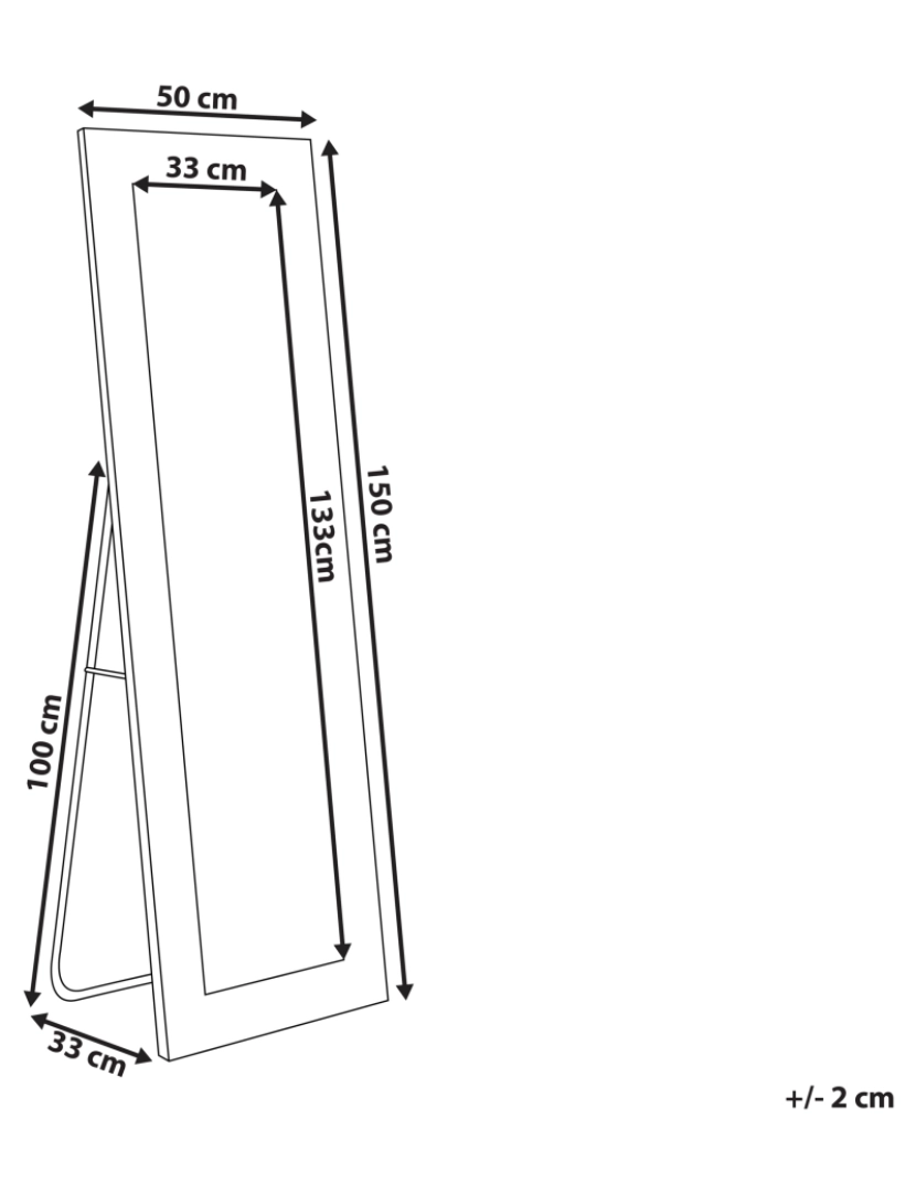 imagem de Espelho de pé com moldura em pele sintética branca 50 x 150 cm ANSOUIS3