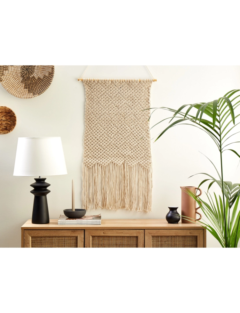 Beliani - Decoração de parede em algodão creme estilo macramé OKARA