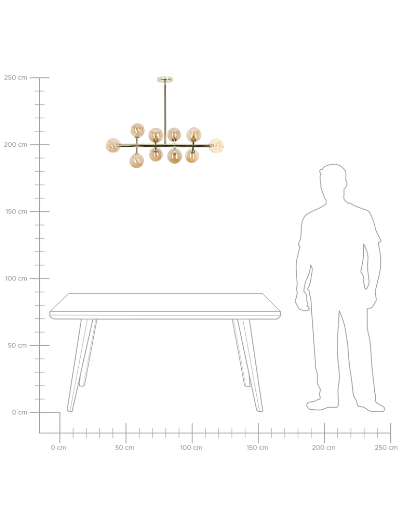 imagem de Candeeiro de teto para 10 lâmpadas dourado RAMIS4