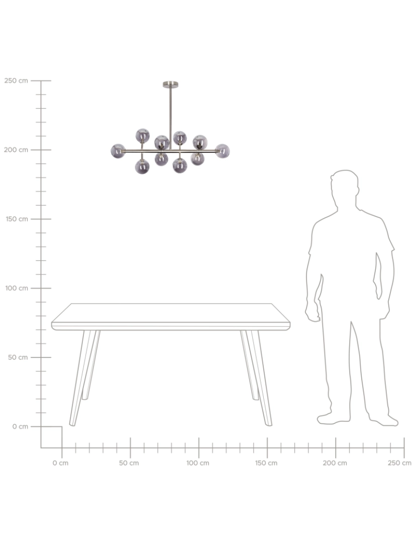 imagem de Candeeiro de teto para 10 lâmpadas prateado RAMIS4