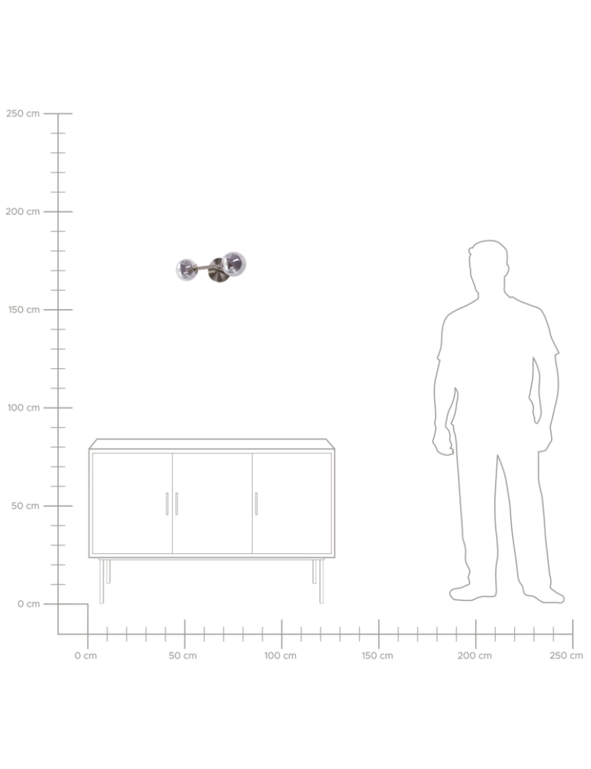 imagem de Candeeiro de parede para 2 lâmpadas prateado RAMIS6