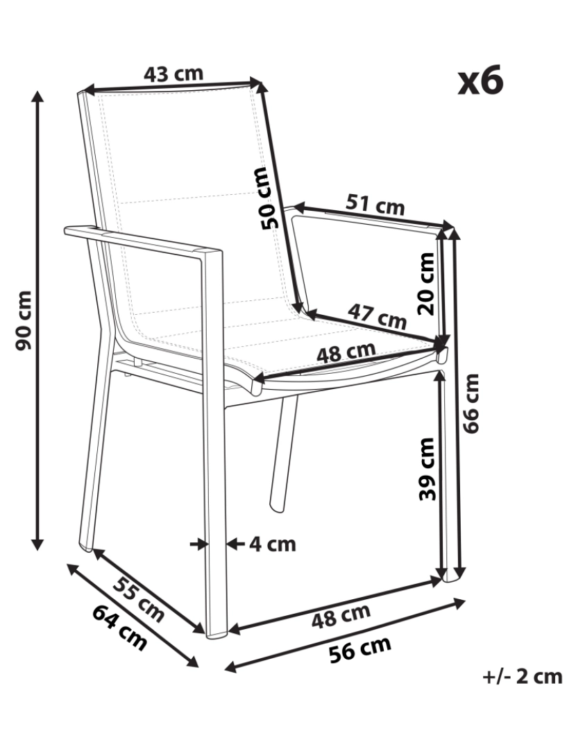 imagem de Cadeira de jardim Conjunto de 6 Metal Preto BUSSETO3