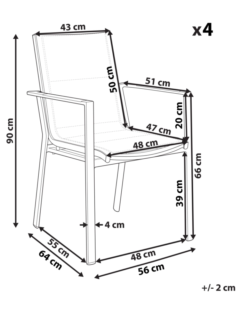 imagem de Cadeira de jardim Conjunto de 4 Metal Preto BUSSETO3