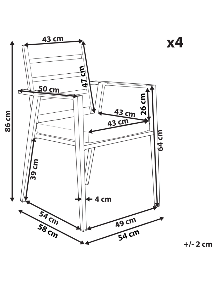 imagem de Cadeira de jardim Conjunto de 4 Metal Preto TAVIANO3