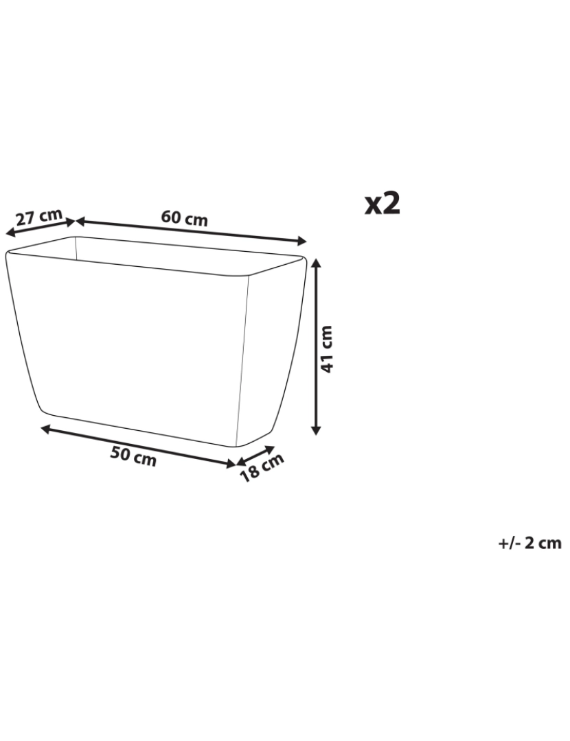 imagem de Conjunto de 2 vasos para plantas em pedra cinzenta clara 60 x 27 x 41 cm BARIS3