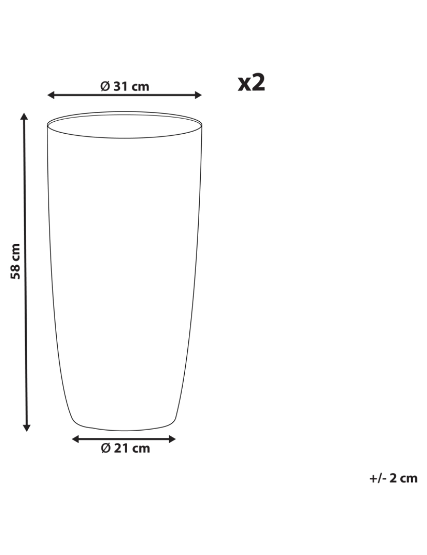 imagem de Conjunto de 2 vasos para plantas em pedra creme clara 31 x 31 x 58 cm ABDERA2