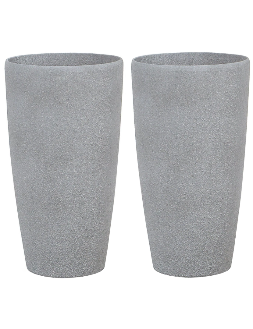 imagem de Conjunto de 2 vasos para plantas em pedra cinzenta 31 x 31 x 58 cm ABDERA2