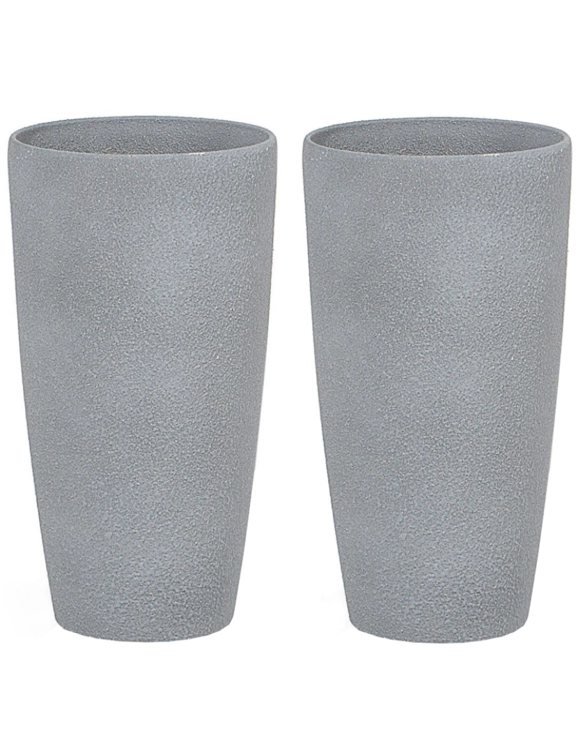 imagem de Conjunto de 2 vasos para plantas em pedra cinzenta 23 x 23 x 43 cm ABDERA2