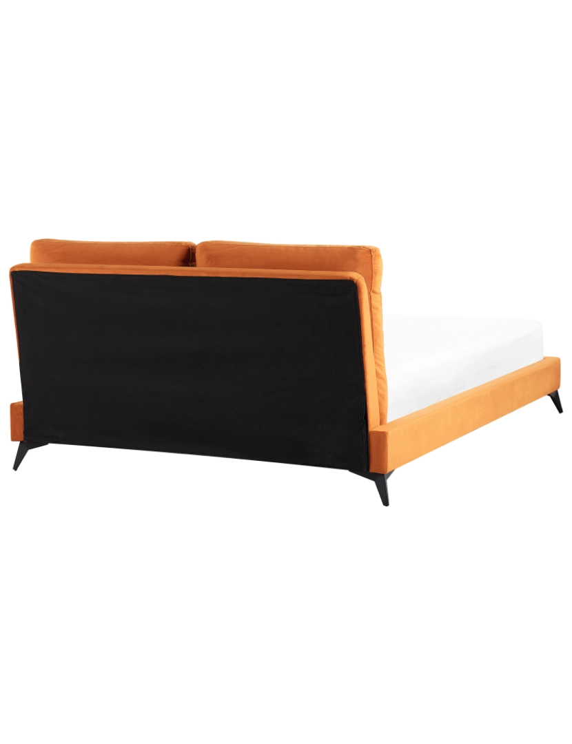 imagem de Cama de casal em veludo laranja 160 x 200 cm MELLE5