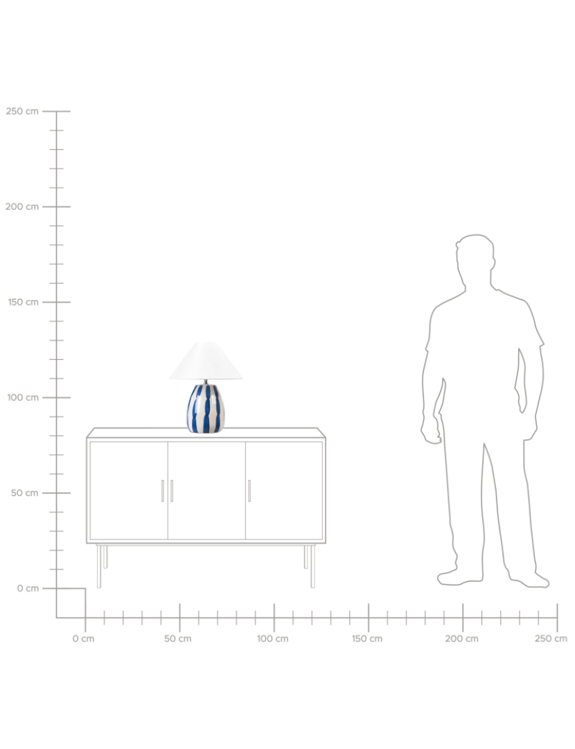 imagem de Candeeiro de mesa em cerâmica creme e azul 43 cm LUCHETTI8