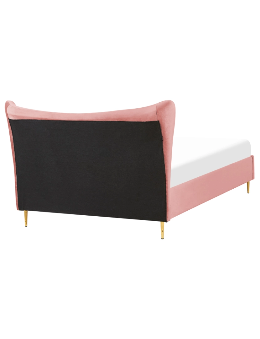 imagem de Cama de casal em veludo rosa 140 x 200 cm CHALEIX6