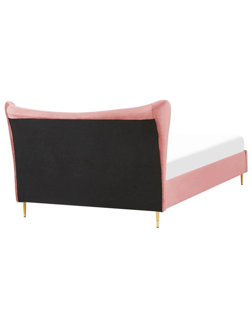 imagem de Cama de casal em veludo rosa 160 x 200 cm CHALEIX6