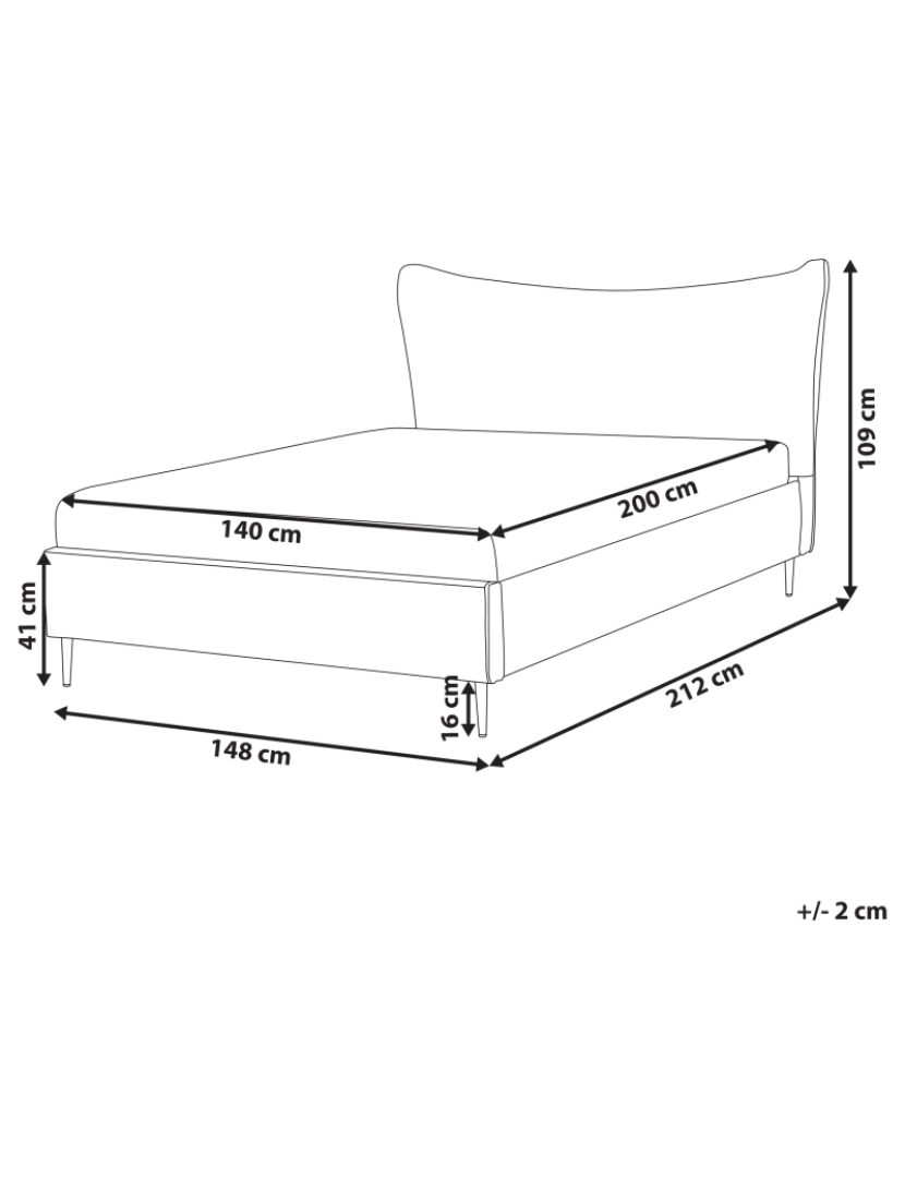 imagem de Cama de casal em veludo cinzento claro 140 x 200 cm CHALEIX3