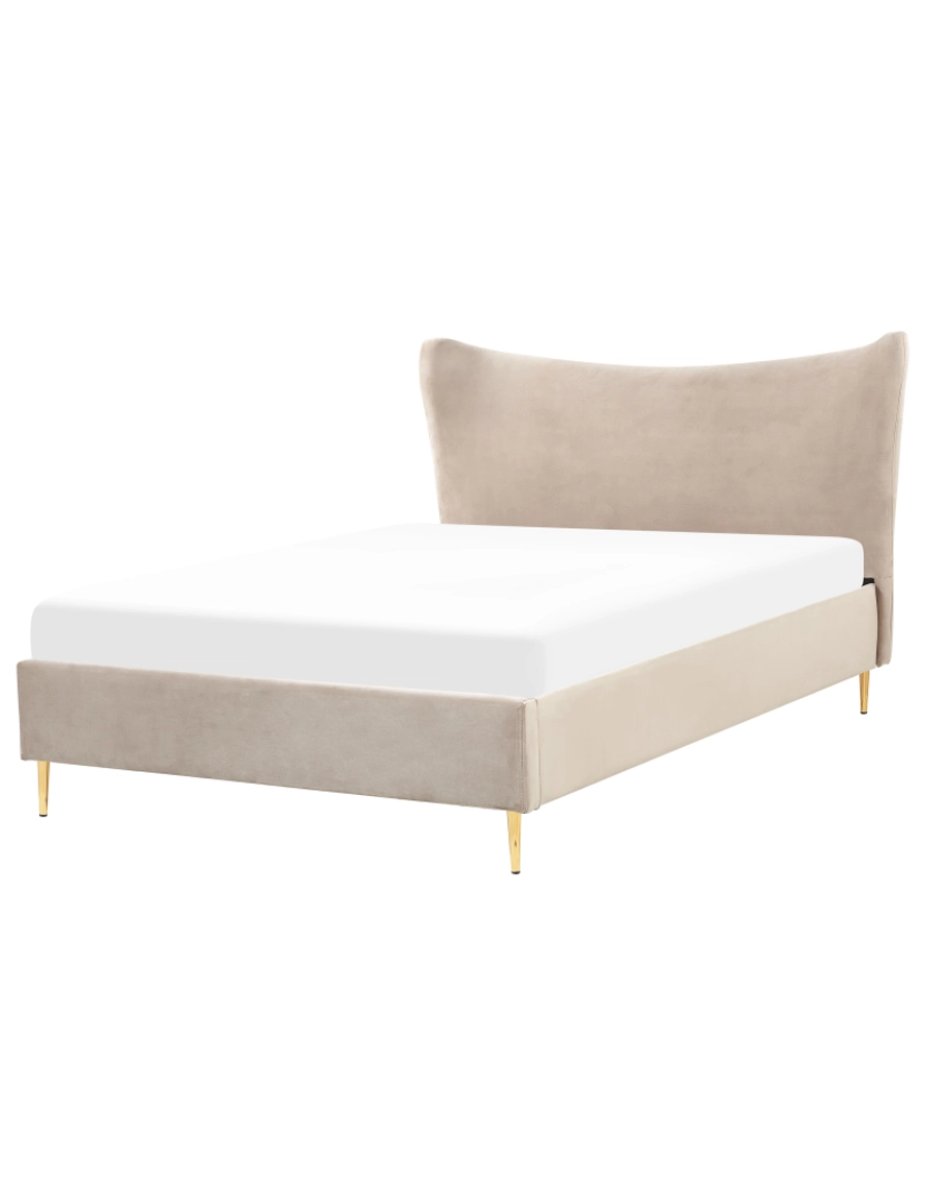 imagem de Cama de casal em veludo taupe 140 x 200 cm CHALEIX2