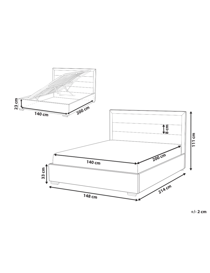 imagem de Cama de casal com arrumação em veludo taupe 140 x 200 cm ROUEN3