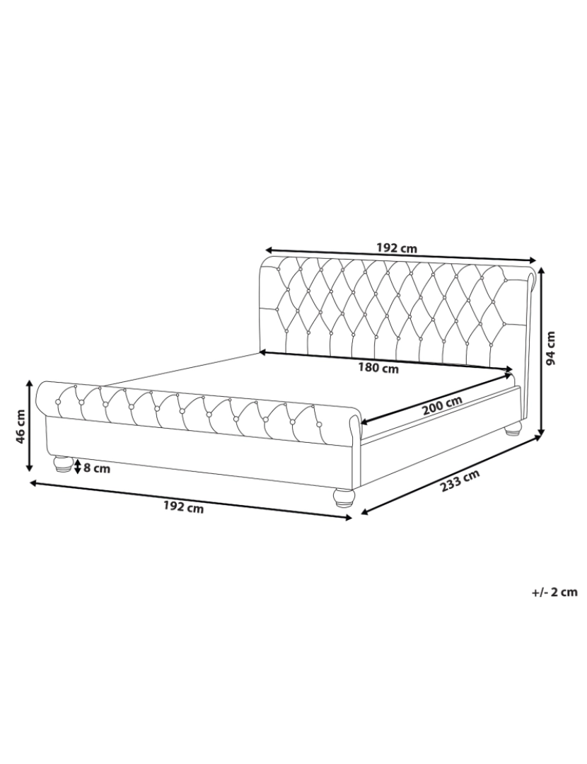 imagem de Cama de casal de água em veludo creme 180 x 200 cm AVALLON2