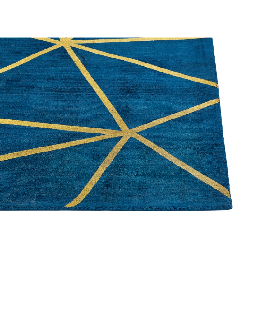 imagem de Tapete em viscose azul marinho e dourado com padrão geométrico 80 x 150 cm HAVZA4