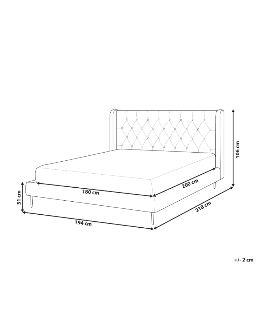 imagem de Cama de casal em veludo creme 180 x 200 cm FORBACH3