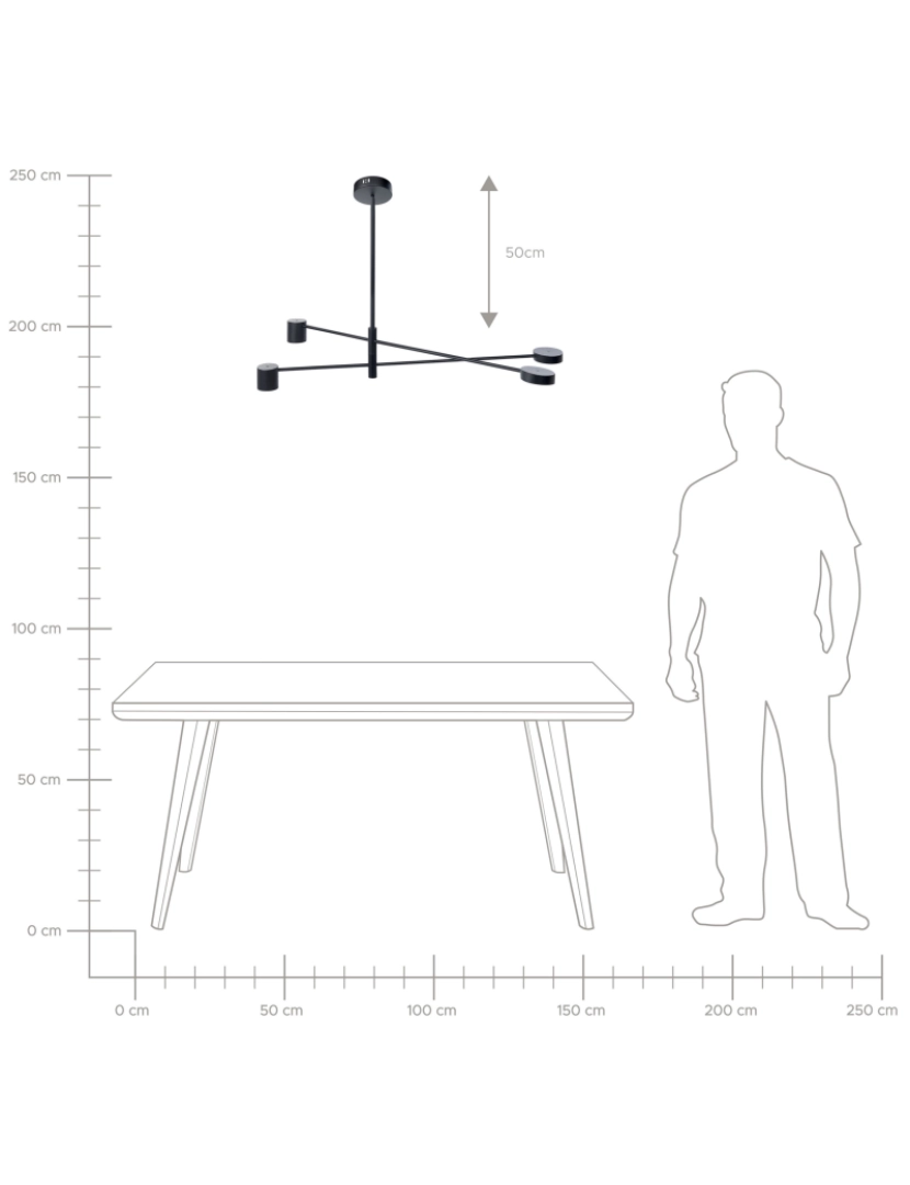 imagem de Candeeiro de teto com 4 focos em metal preto BANDON4