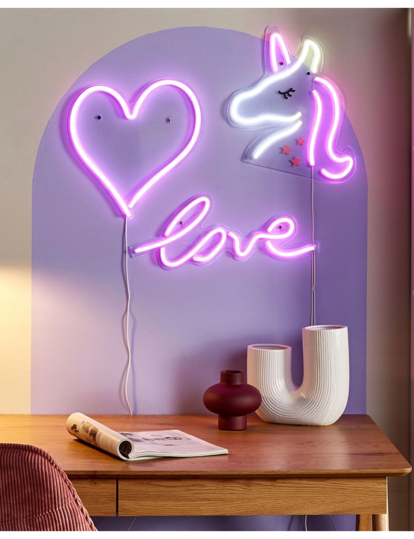 imagem de Conjunto de 3 decorações em LED néon rosa SUSIE1