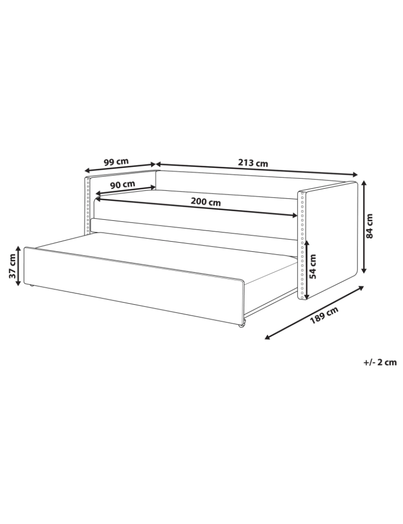 imagem de Cama dupla em veludo cinzento claro 90 x 200 cm TROYES2