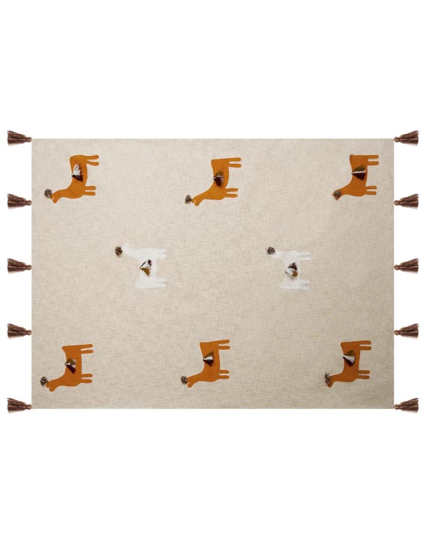 imagem de Manta decorativa em algodão creme e laranja 130 x 180 cm KHANDWA4