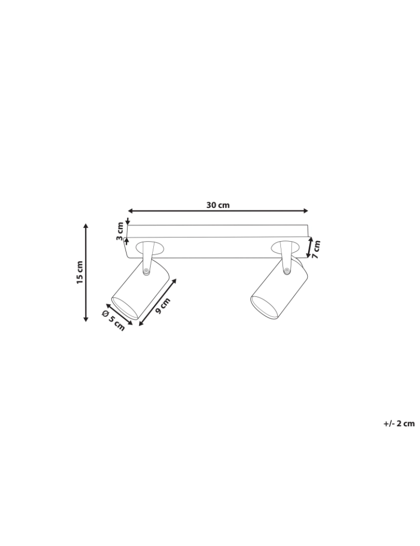 imagem de Candeeiro de teto em metal prateado para 2 lâmpadas KLIP3