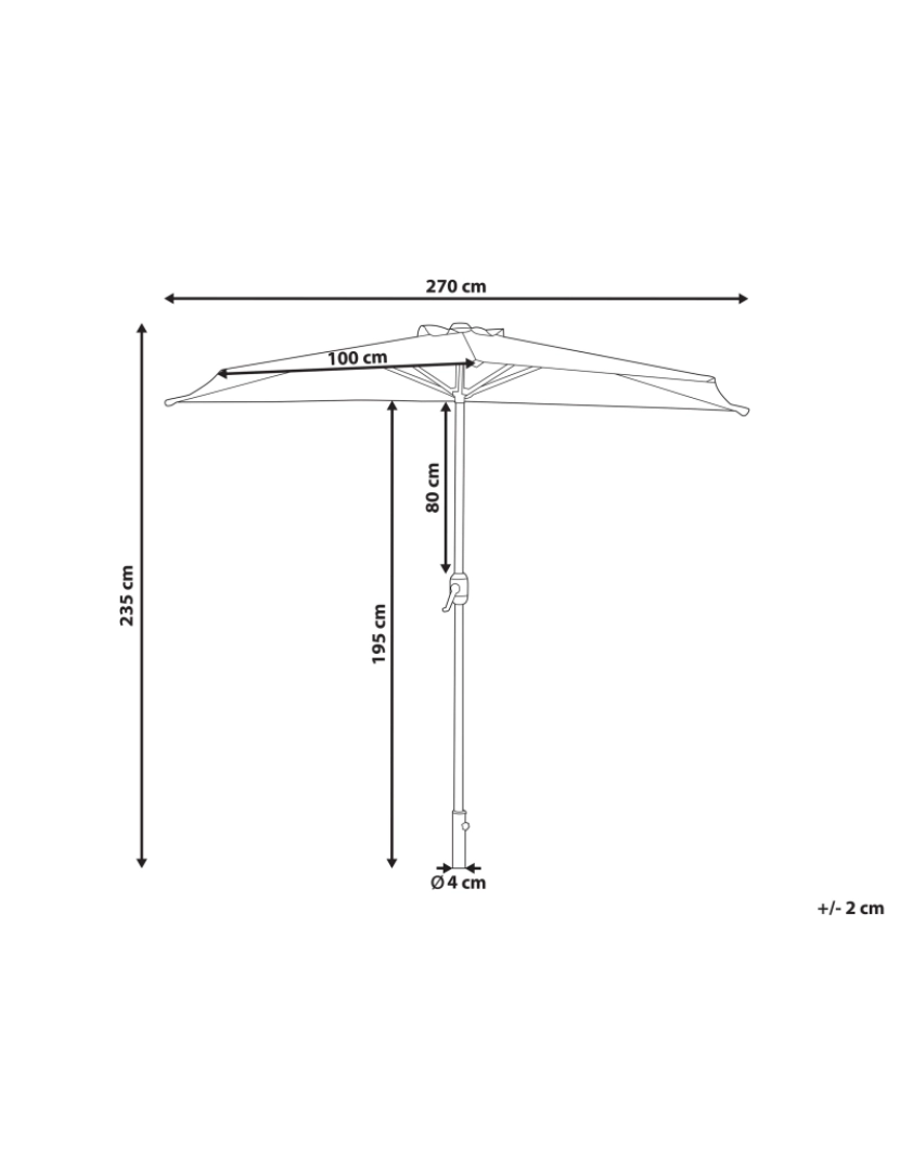 imagem de Guarda-sol de jardim de metal 270 cm cinzento GALATI3