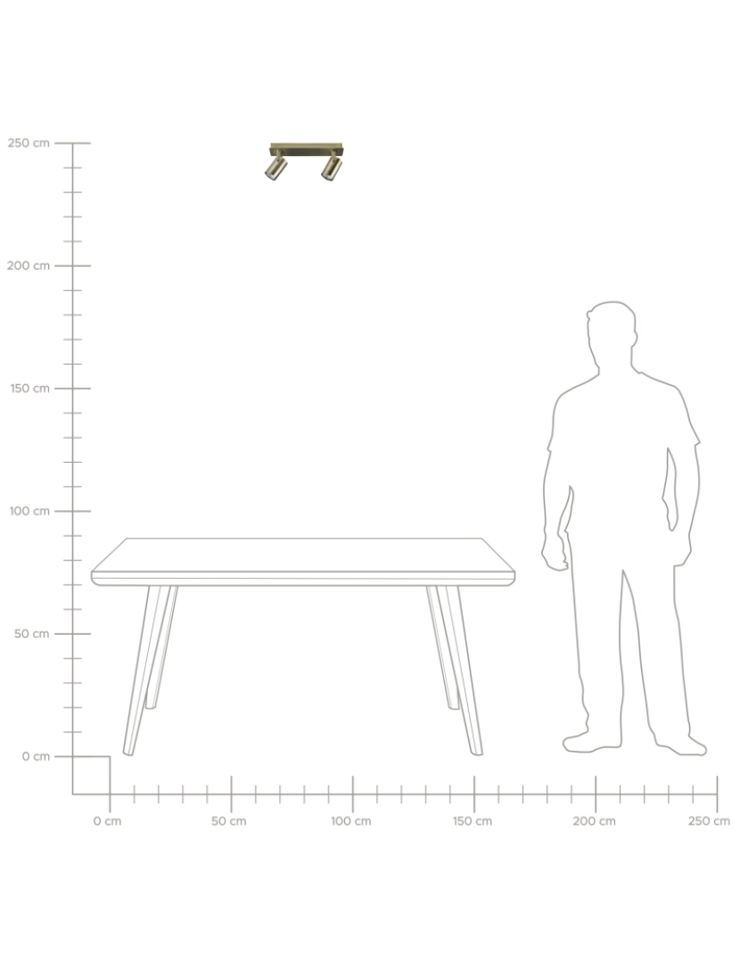 imagem de Candeeiro de teto em metal cor de bronze para 2 lâmpadas KLIP8