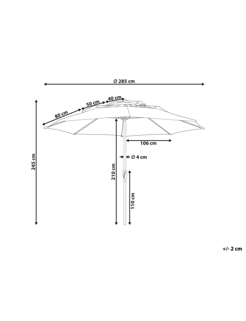 imagem de Guarda-sol de jardim ⌀ 285 cm creme claro BIBIONE3