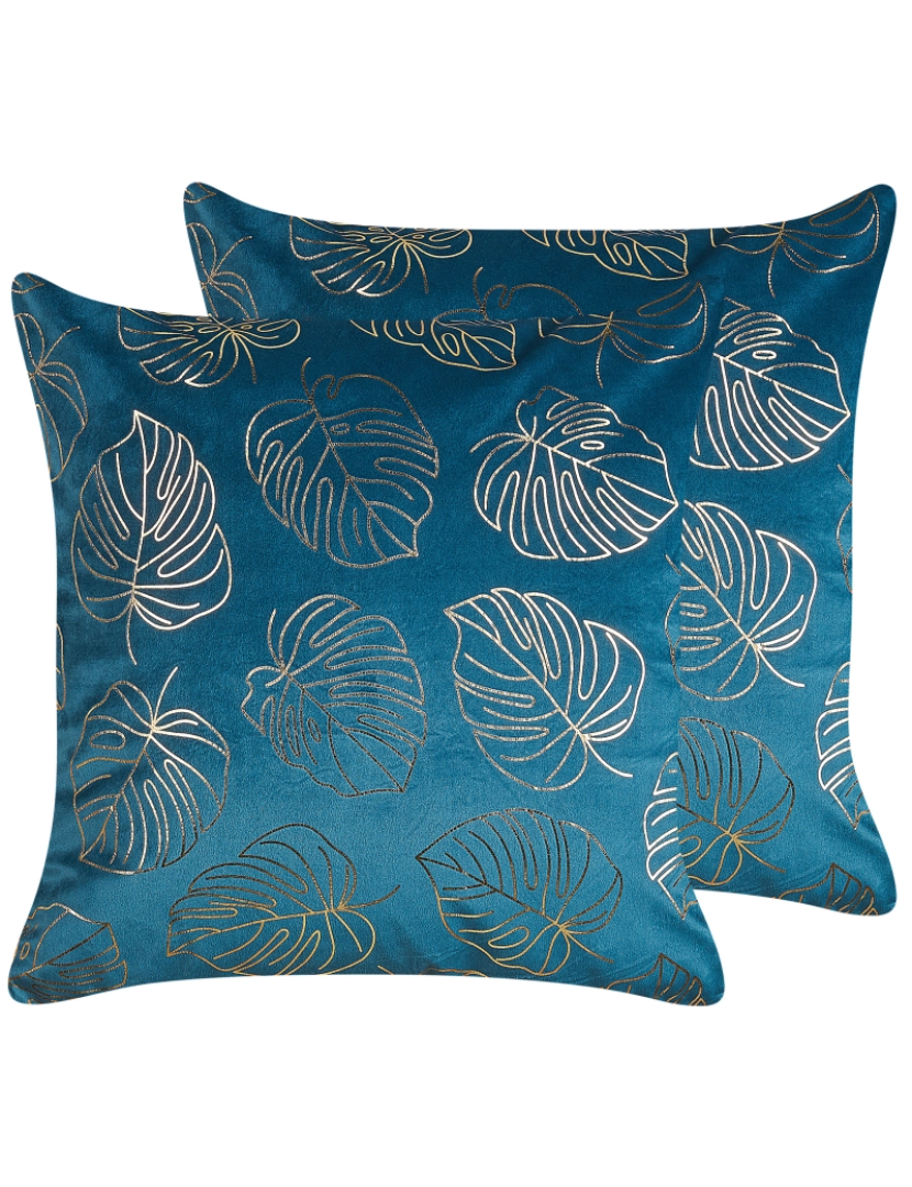 imagem de Conjunto de 2 almofadas Veludo Azul MONSTERA 45 x 45 cm2