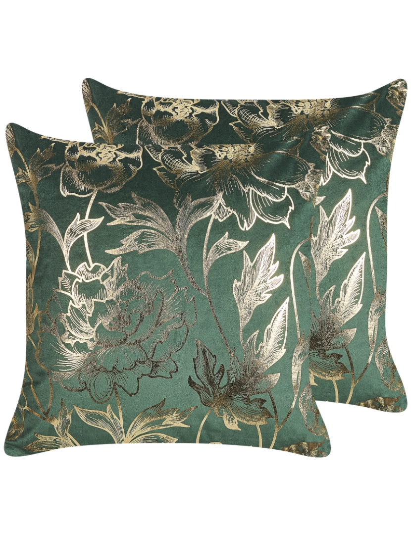 imagem de Conjunto de 2 almofadas Veludo Verde esmeralda DAFFODIL 45 x 45 cm2