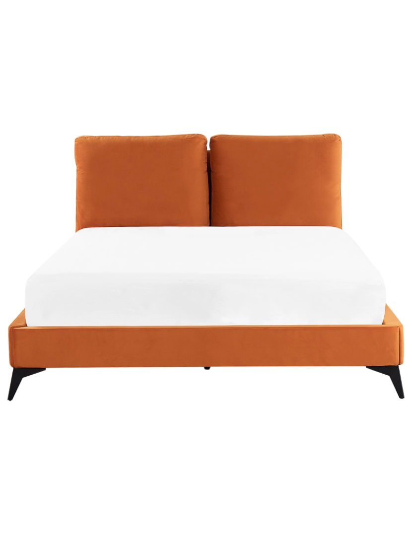 imagem de Cama de casal em veludo laranja 140 x 200 cm MELLE4