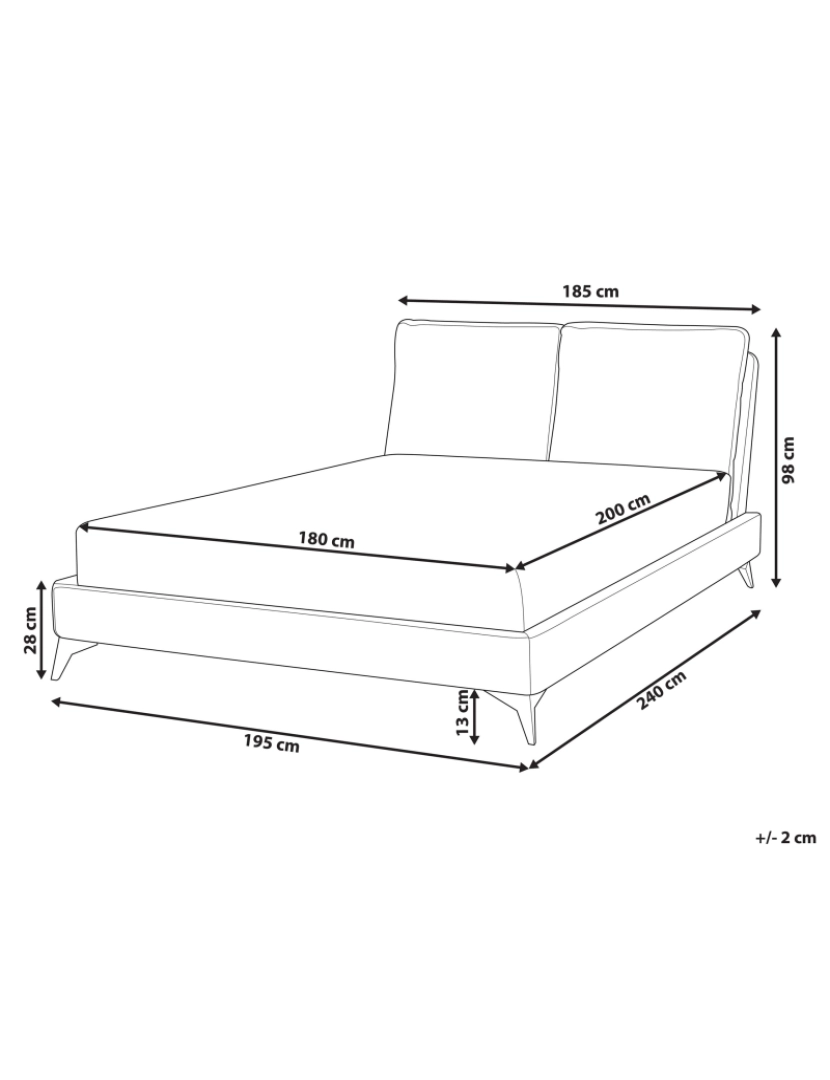 imagem de Cama de casal em veludo cinzento 180 x 200 cm MELLE2