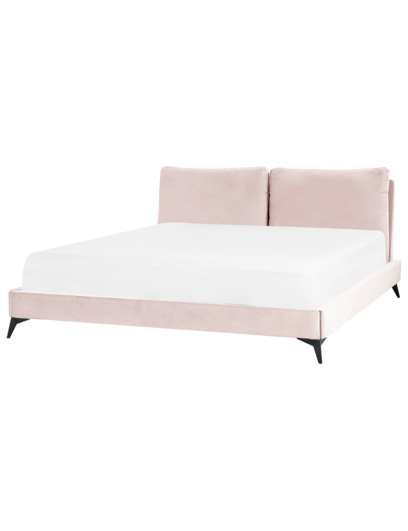 imagem de Cama de casal em veludo rosa 180 x 200 cm MELLE2