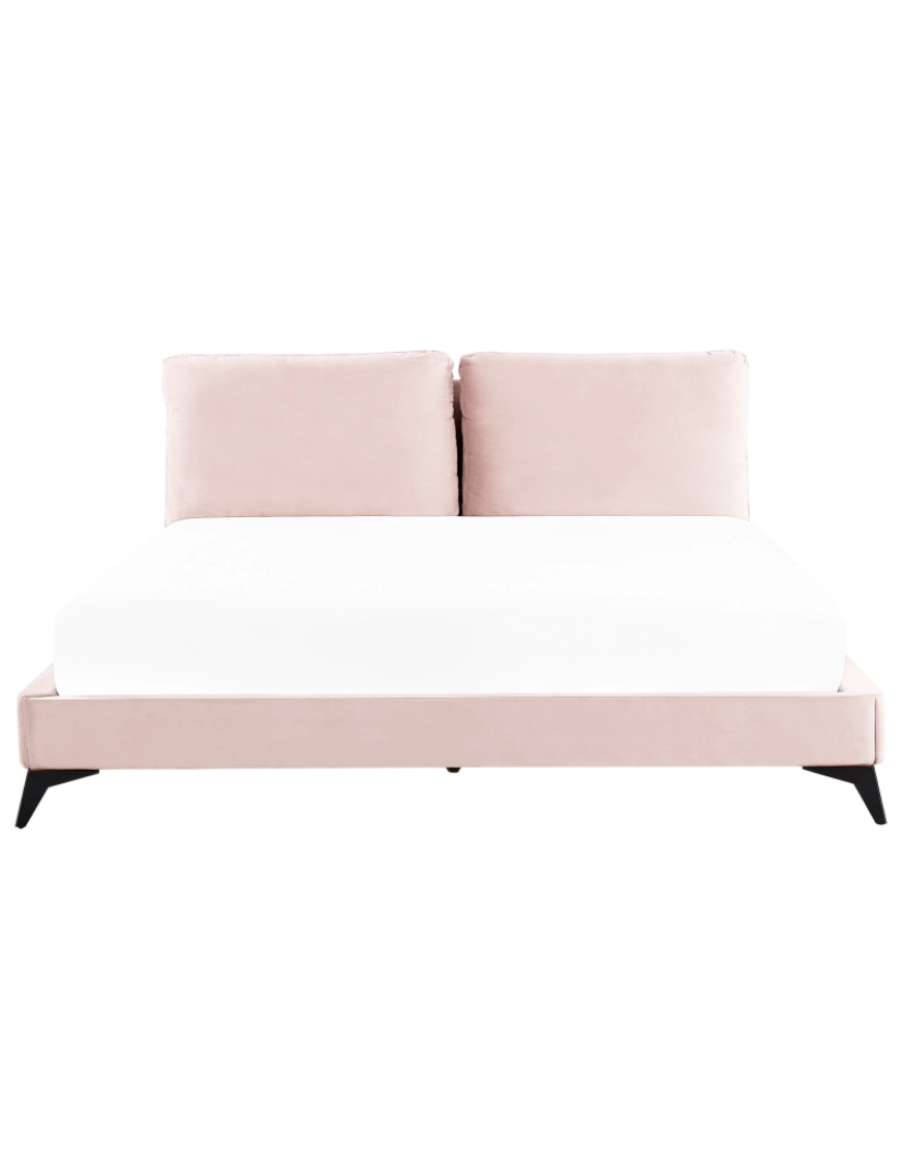 imagem de Cama de casal em veludo rosa 180 x 200 cm MELLE4