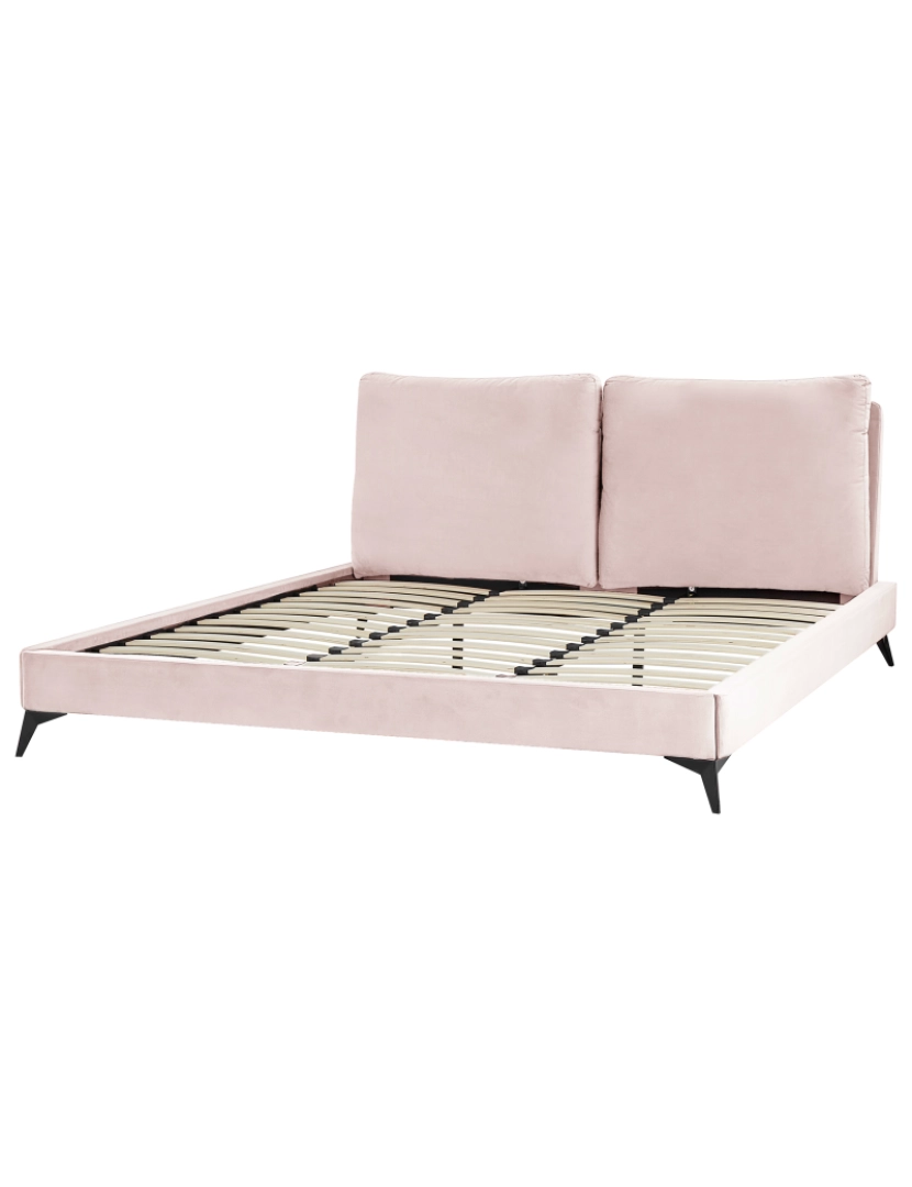 imagem de Cama de casal em veludo rosa 180 x 200 cm MELLE6