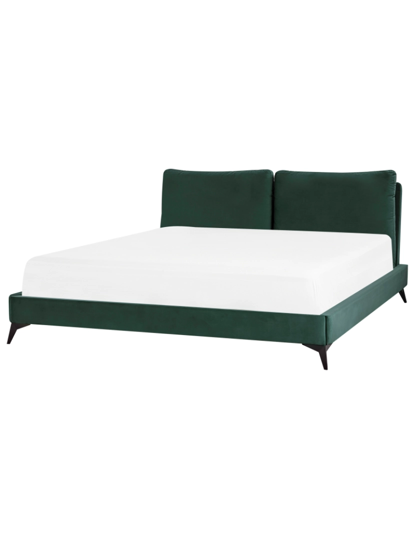 imagem de Cama de casal em veludo verde esmeralda 180 x 200 cm MELLE2