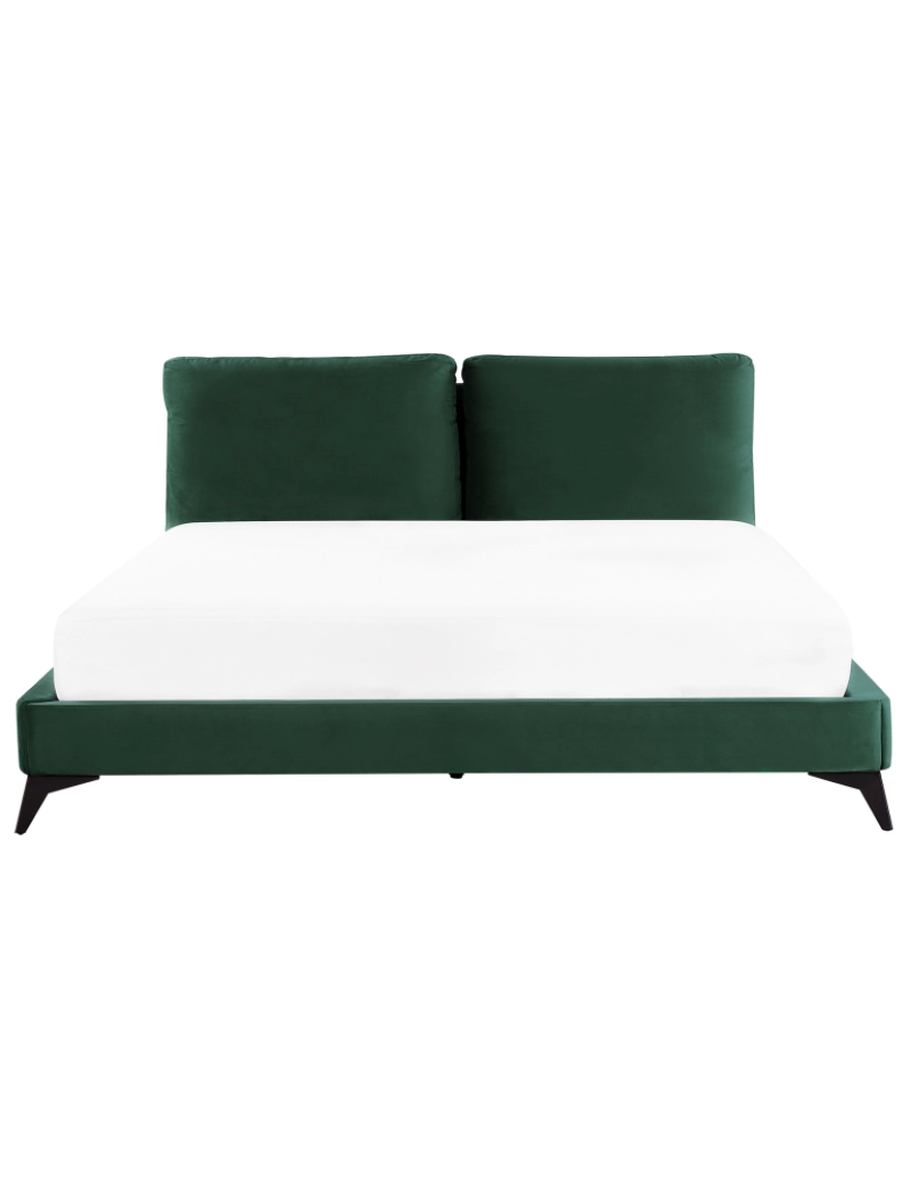 imagem de Cama de casal em veludo verde esmeralda 180 x 200 cm MELLE4