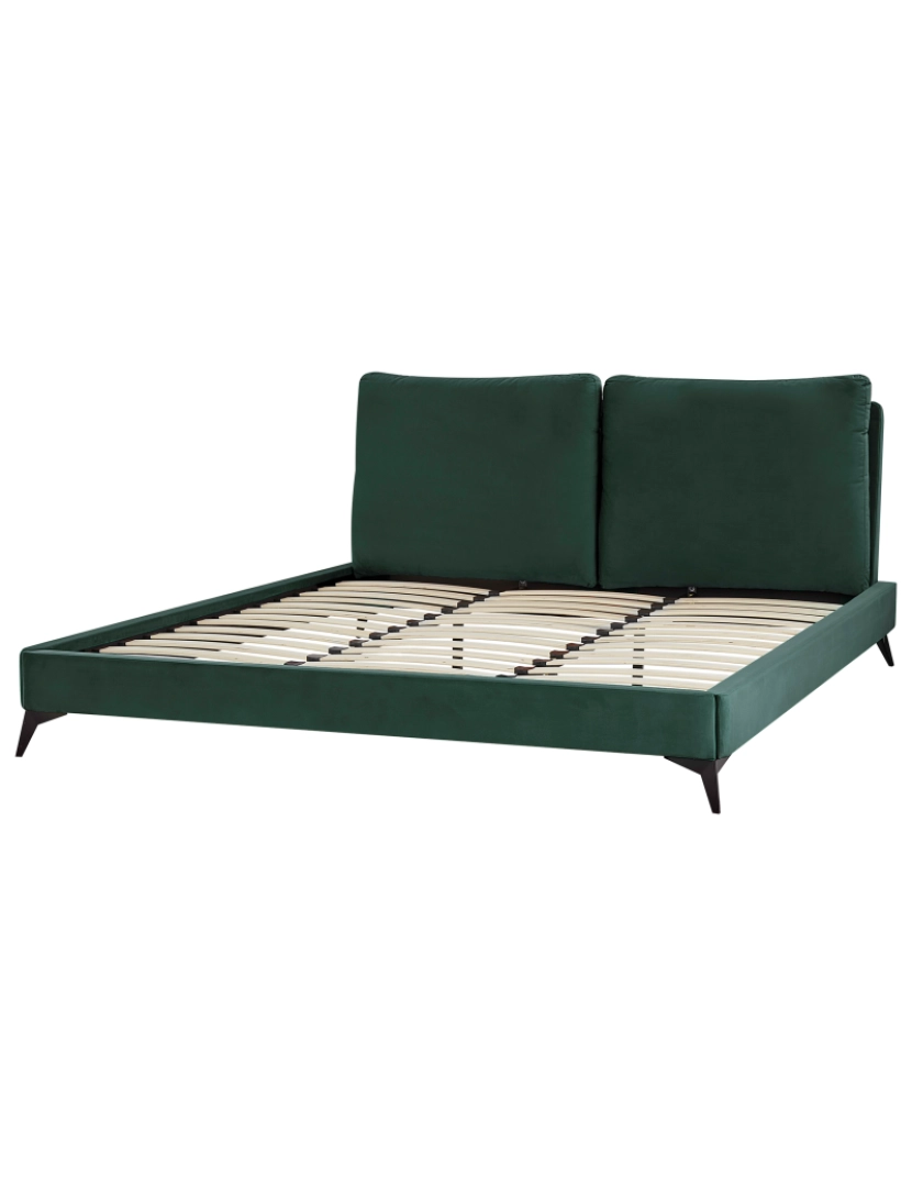 imagem de Cama de casal em veludo verde esmeralda 180 x 200 cm MELLE6