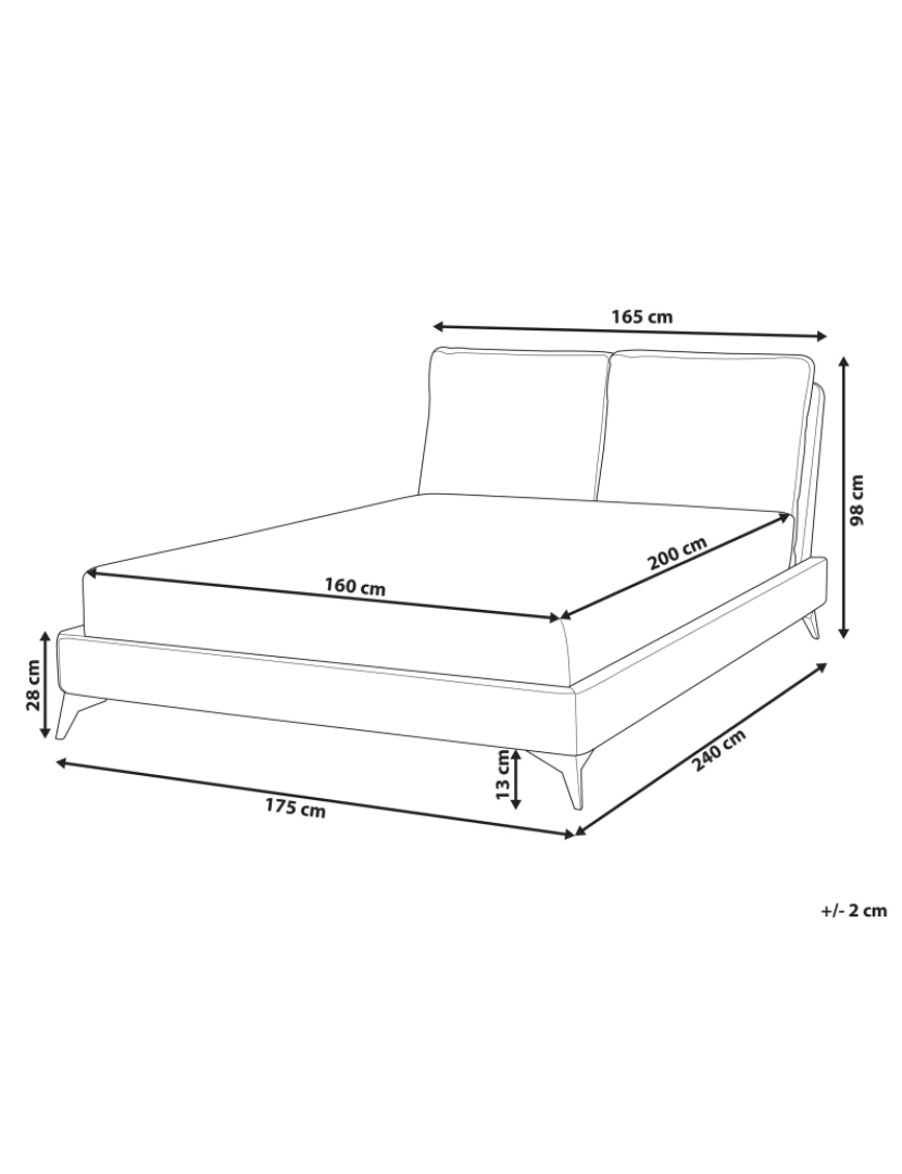 imagem de Cama de casal em veludo rosa 160 x 200 cm MELLE2