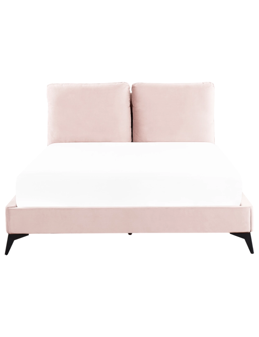 imagem de Cama de casal em veludo rosa 160 x 200 cm MELLE4